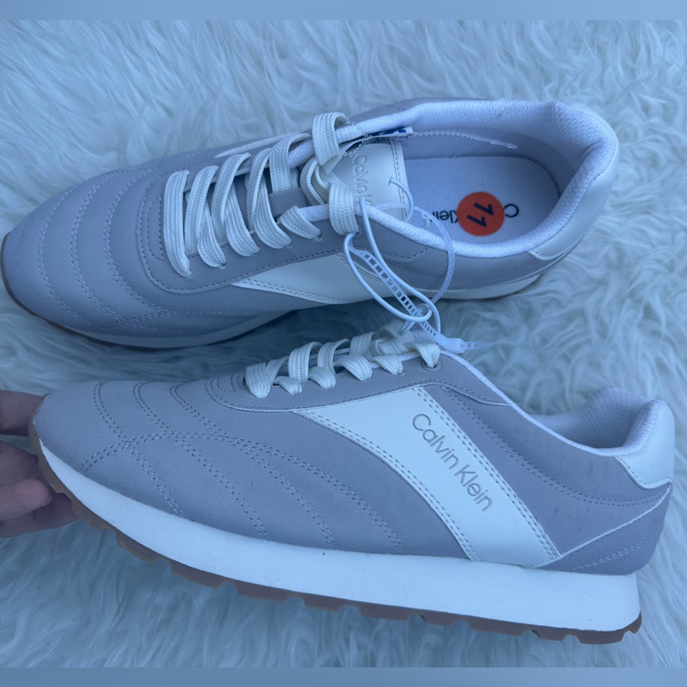 Calvin Klein Light Gray and White Athletic Shoes